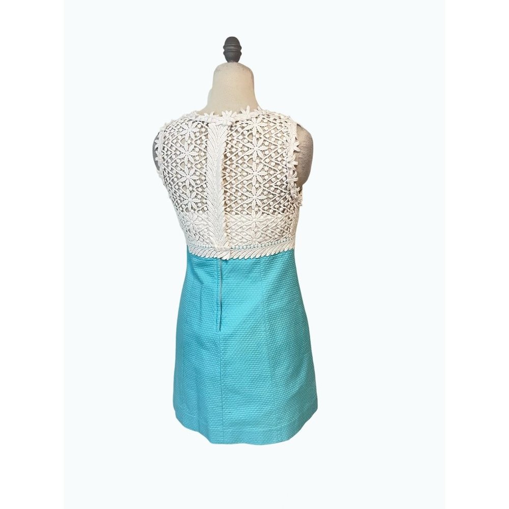 Lilly Pulitzer Crochet Lace Breakers Shift Dress in Breakwater Blue 8 Fits 6 - Picture 6 of 10